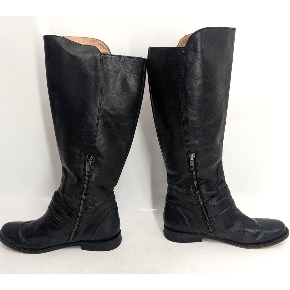 Lucchese 🐎Kaylee Buckle Boot Black Leather Biker Equestrian Riding - size 6.5 - Picture 3 of 15